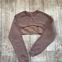 Wow 🤩 бежови  нови кафяви  спортни ръкави къс топ блуза , снимка 1 - Корсети, бюстиета, топове - 44020161
