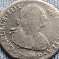 Сребърна монета 2 реала 1789г. Карлос четвърти Лима Перу 29782, снимка 2 - Нумизматика и бонистика - 42969000