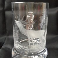 Немска ловна ръчно шлифована стъклена чаша за бира 0,5 л.,  нова, снимка 1 - Колекции - 27099048