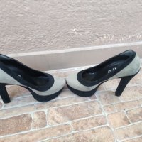 Стилни дамски велурени обувки с токчета, снимка 5 - Дамски обувки на ток - 34590386