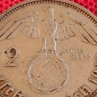 Сребърна монета 2 райхсмарки 1939г. Нацистка Германия Трети Райх с СХВАСТИКА за КОЛЕКЦИЯ 42055, снимка 3 - Нумизматика и бонистика - 43798560