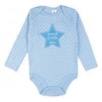 Памучно боди за момче, Little Star, 18 - 24 м, Син, снимка 1 - Бодита за бебе - 40163246