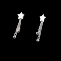 Сребърни висящи обеци,колекция"Stars-stars and balls"/нови, снимка 1 - Колиета, медальони, синджири - 43788218