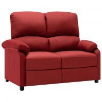 2-местно кресло реклайнер, виненочервено, текстил, снимка 3 - Дивани и мека мебел - 38128303