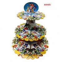 Соник Sonic 3 етажна Триетажна поставка стойка за мъфини картонена кексчета, снимка 1 - Други - 33304776