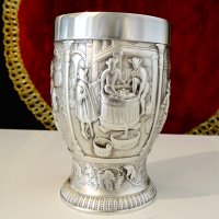 Бокал,чаша от калай Гроздобер,вино. , снимка 3 - Антикварни и старинни предмети - 44110387