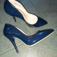 Дамски тъмно сини обувки на висок ток, снимка 4 - Дамски елегантни обувки - 28263436