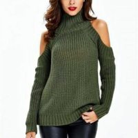 Ефектна блуза плетиво с голо рамо , снимка 2 - Блузи с дълъг ръкав и пуловери - 43488714