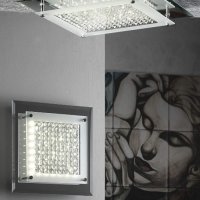 ONLI LED таванна лампа Интегрирана 18 W 4000 K Модерна с огледална основа, стъкло и кристал, хром, снимка 3 - Лампи за таван - 35260656