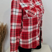 Дамска риза червено и бяло каре, снимка 4 - Ризи - 38577980