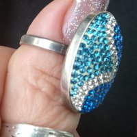 Сребърен пръстен с камъни "Swarovski" / проба 925 и печат Житен клас , снимка 10 - Пръстени - 29064168