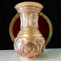 Персийска медна ваза Isfahan Qalamzani. , снимка 1 - Вази - 37818319
