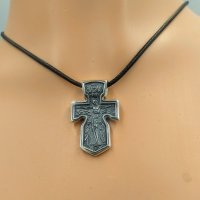 Двулицев сребърен кръст с Архангел Михаил и Христос, снимка 10 - Колиета, медальони, синджири - 38218531