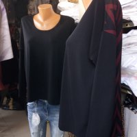 Черна блуза с шифонен гръб в черно-бордо шарки , снимка 2 - Тениски - 38811272