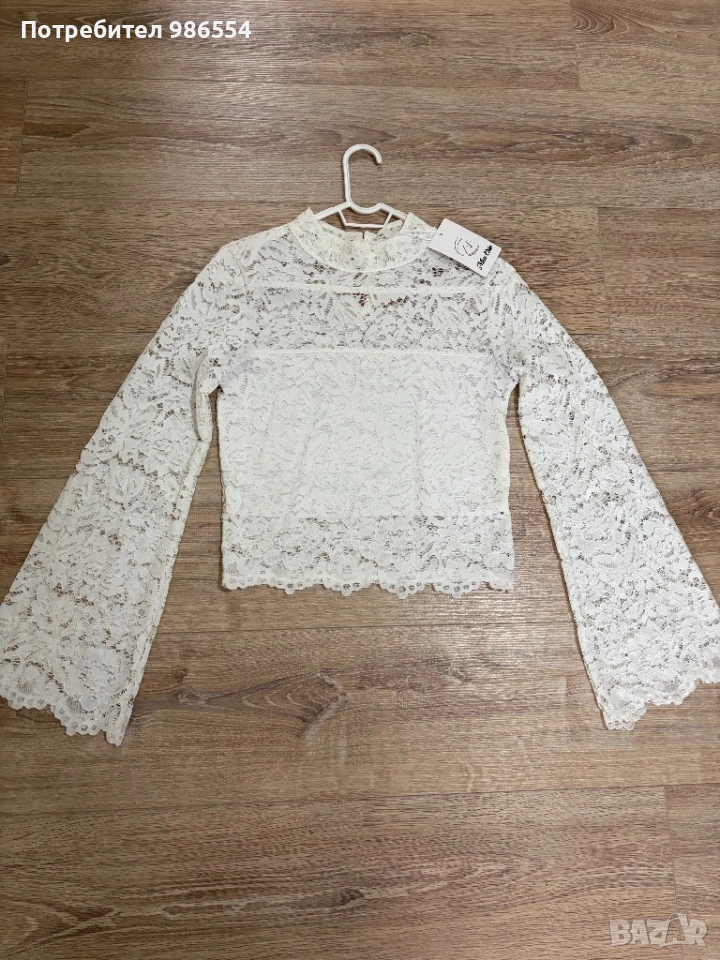Нова бяла блуза дантела размер S/M, снимка 1