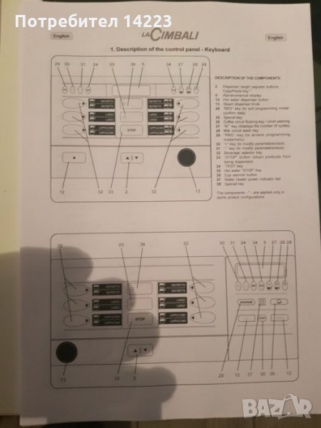 Ръководство за кафе машина La CIMBALI M3 superbar 1 инструкция, снимка 1