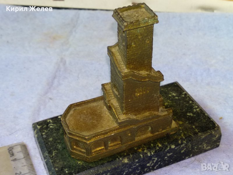 СТРАЖЕВА БОЙНА КУЛА Стар РЯДЪК МЕТАЛЕН СУВЕНИР с МРАМОРЕН ПОСТАМЕНТ За КОЛЕКЦИЯ Тем-н ИНТЕРИОР 41393, снимка 1