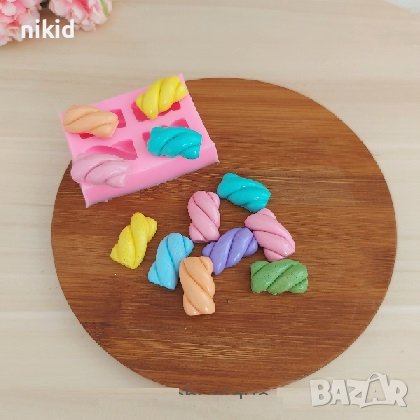 Усукани бонбони маршмелоу силиконов молд форма фондан гипс смола украса декор , снимка 1