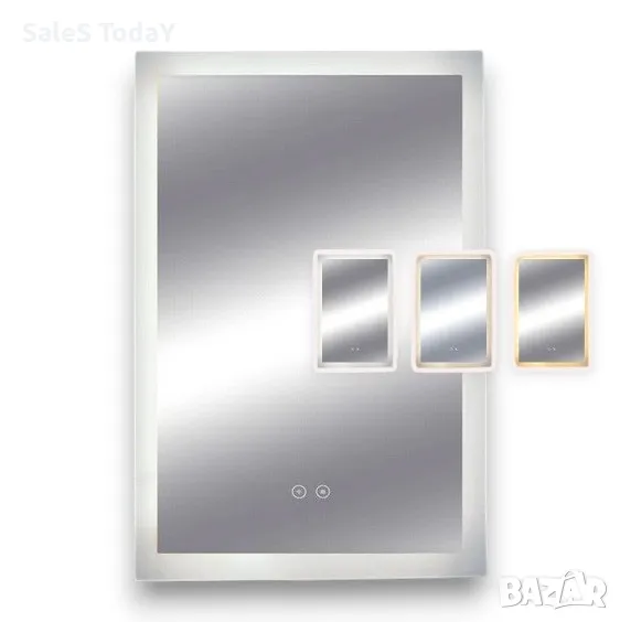 Огледало за баня с LED осветление, 50х70см, снимка 1