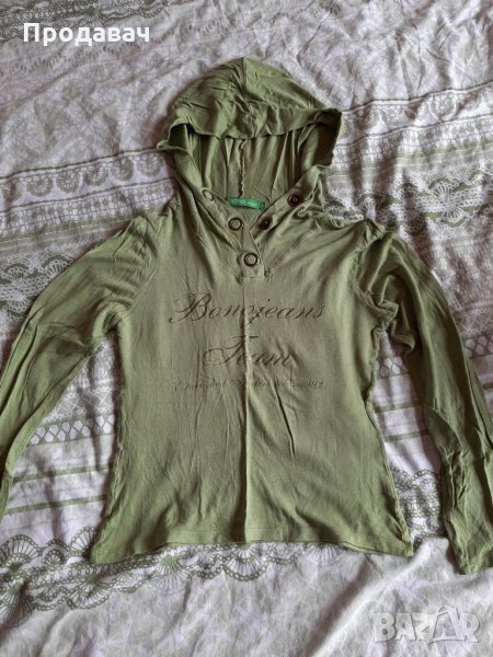 Зелена блузка с качулка , снимка 1
