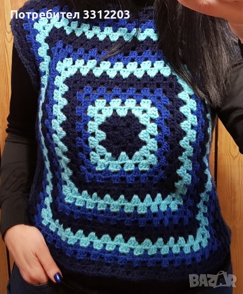 дамски ръчно плетен пуловер М размер без ръкави, снимка 1