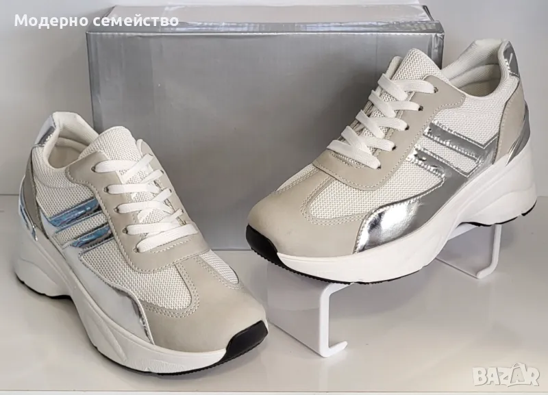 Стилни дамски маратонки в бяло , снимка 1