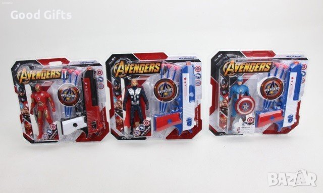 Детски пистолет с Фигурка Железният човек Капитан Америка, снимка 1