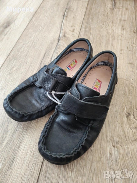 Черни мокасини изцяло от естествена кожа PONKI,33 номер, снимка 1