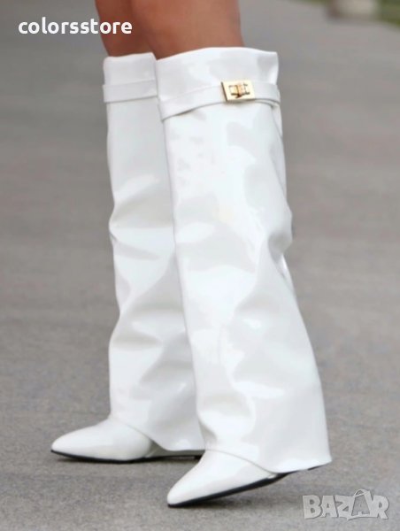 Ботуши на платформа - бял лак - K-40, снимка 1