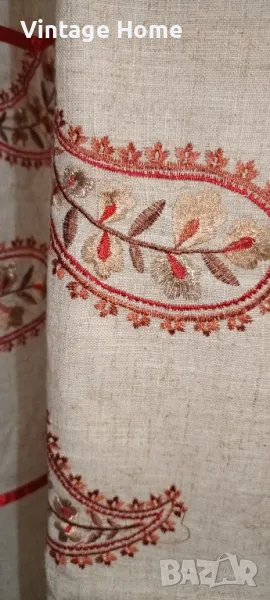 Нови завеси комплект два броя с бродерия , снимка 1