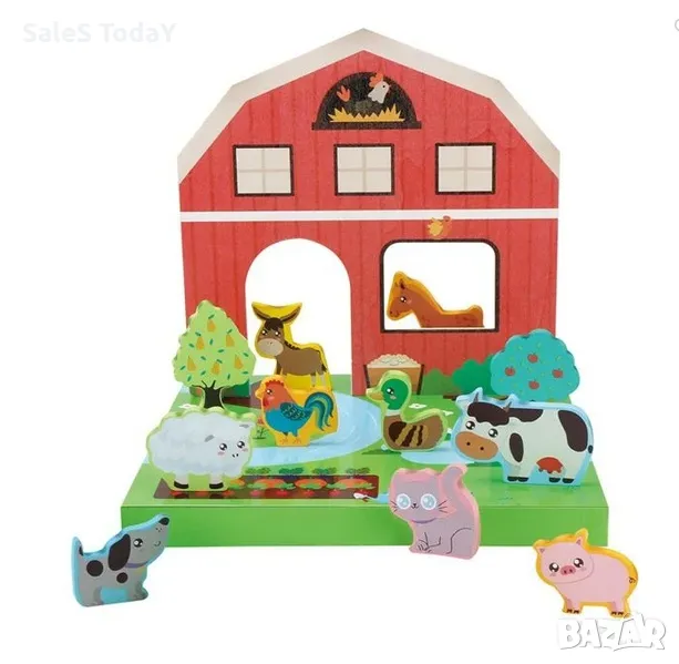 Дървена ферма с животни, 15бр, снимка 1