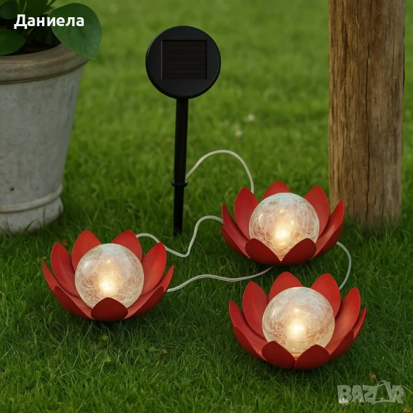 LED Соларни Градински Цветя, снимка 1