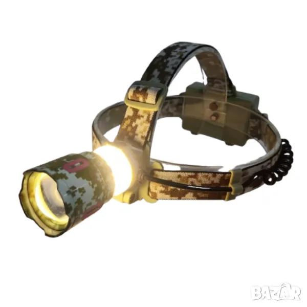 Ултра ярък акумулаторен LED челник с камуфлажен дизайн, снимка 1