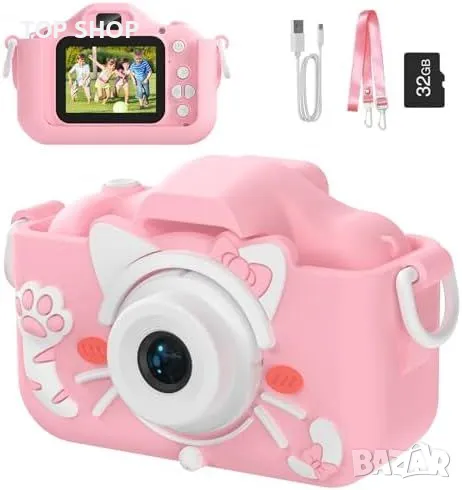 Нов Детски цифров фотоапарат Видео камера с 32GB SD карта деца 3-10г, снимка 1