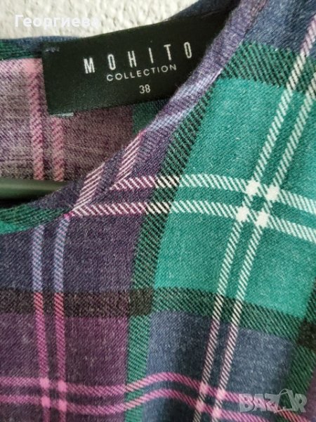 Карирана рокля в зелено и лилаво, снимка 1