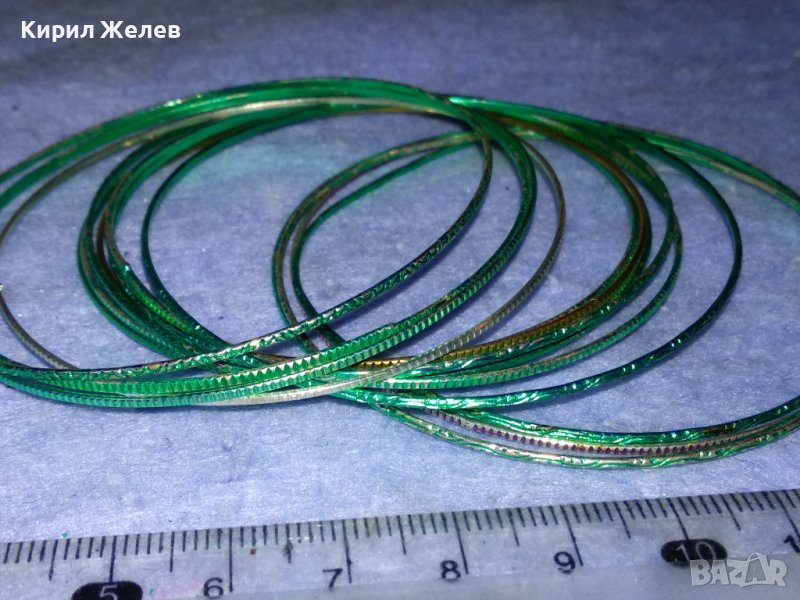 КОМПЛЕКТ СТОМАНЕНИ ЛАКИРАНИ ЗЕЛЕНИ ОРНАМЕНТИРАНИ ГРИВНИЧКИ 37496, снимка 1