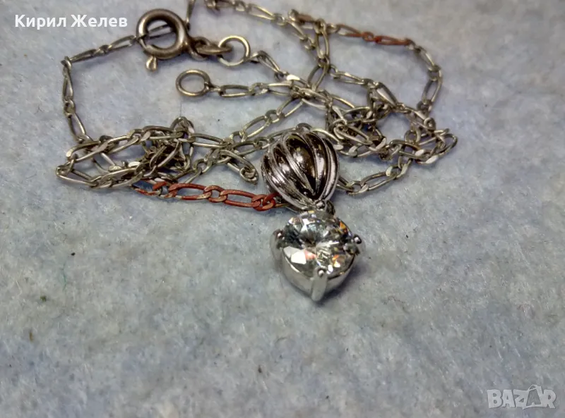 ФИНО СРЕБЪРНО ЛАНЧЕ СРЕБРО 925 с ПОСРЕБРЕНА АРТ ВИСУЛКА от БЛАГОРОДНА СТОМАНА с ИСКРЯЩ ЦИРКОН 20559, снимка 1