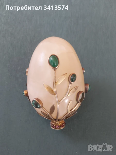 Колекционерско гравирано мраморно яйце, снимка 1