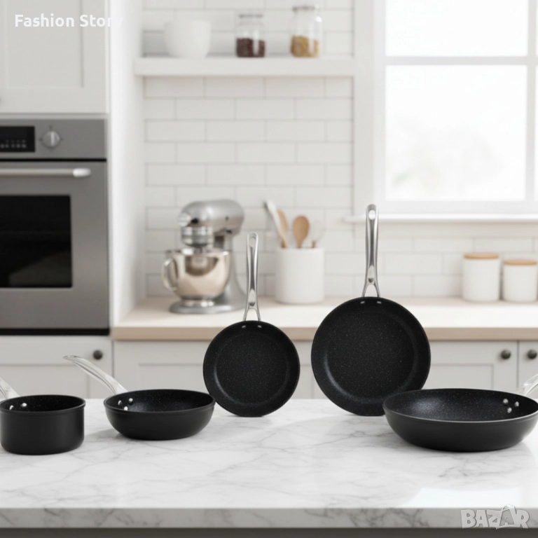 Премиум комплект мраморни тигани и касерола Voltz – незалепваща мощ за всеки ден, снимка 1