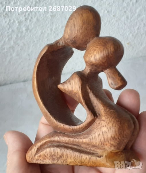 любов целувка дървена фигура статуетка дърворезба, снимка 1