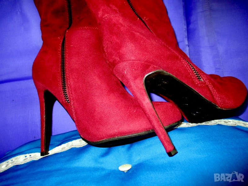 Дамски чизми, ботуши №37, 56 см, висок ток, пролетно есенни обувки Tata, снимка 1