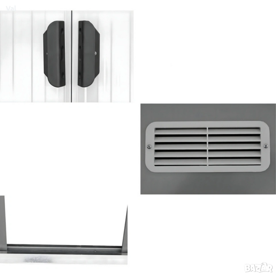 Метална градинска къща за инструменти с вентилация и заключване - 277 × 299 × 192 см, снимка 1