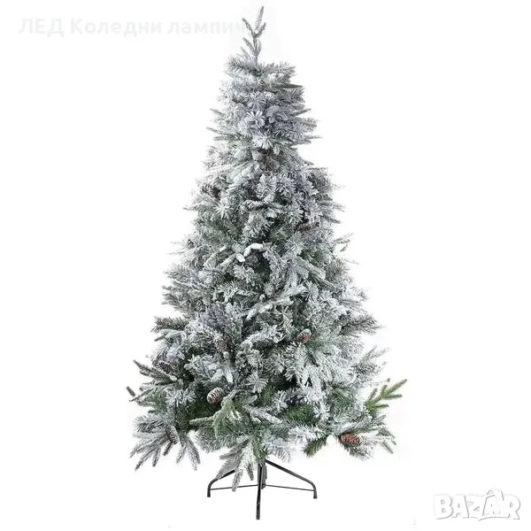 Бяла коледна елха 150 см, Заснежен канадски бор с шишарки - 150 см, снимка 1