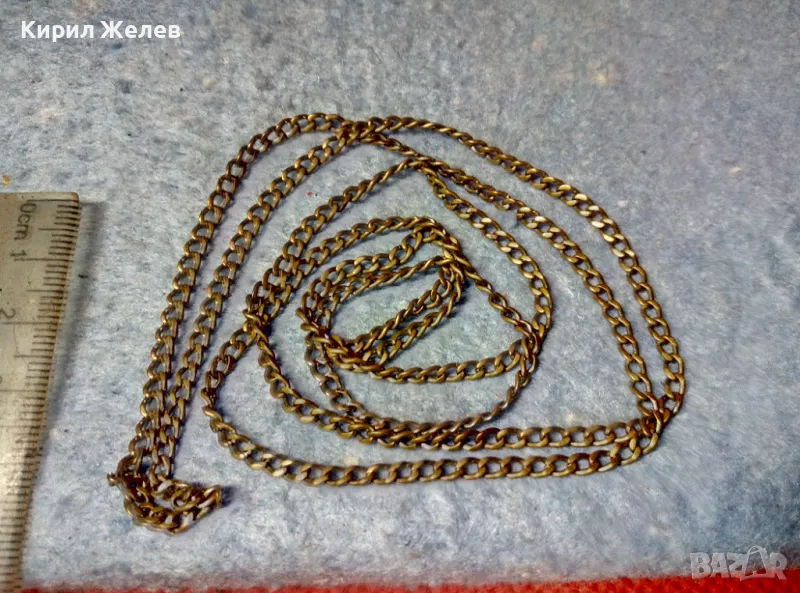 Стар ФИН ПОЗЛАТЕН МЕДЕН ЛАНЕЦ ВЕРИЖКА КОЛИЕ КЛАСИЧЕСКА РЕТРО ПЛЕТКА МАЙСТОРСКА РЪЧНА ИЗРАБОТКА 47408, снимка 1