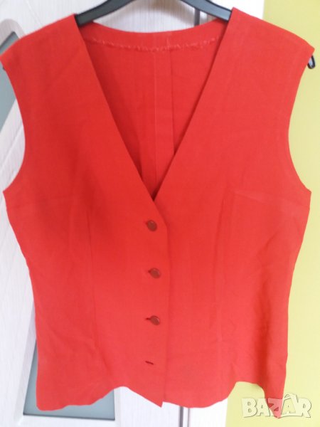 Дамска блуза с копчета без ръкав червена, снимка 1