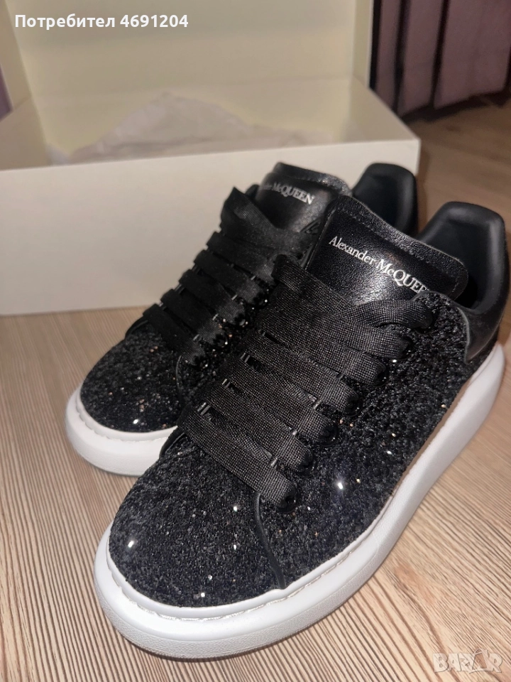 Alexander McQueen sneakers black sparkle, снимка 1