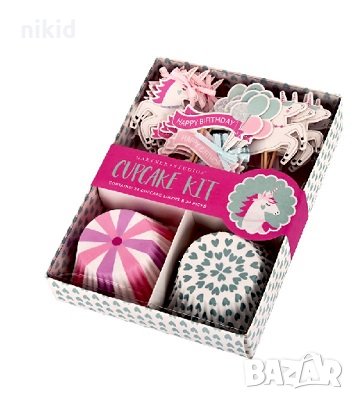 2 вид сет топери и кошнички капсули за мъфини кексчета Еднорог unicorn балончета, снимка 1