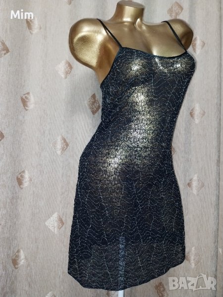 М Черна дантелена нощница с бели фигури , снимка 1