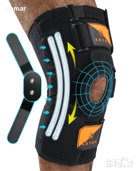 ABYON шарнирна наколенка, регулируема опора за коляното за мъже и жени M и XL, снимка 1