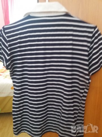 Дамска еластична блуза на райета с бяла яка, снимка 4 - Тениски - 37374260